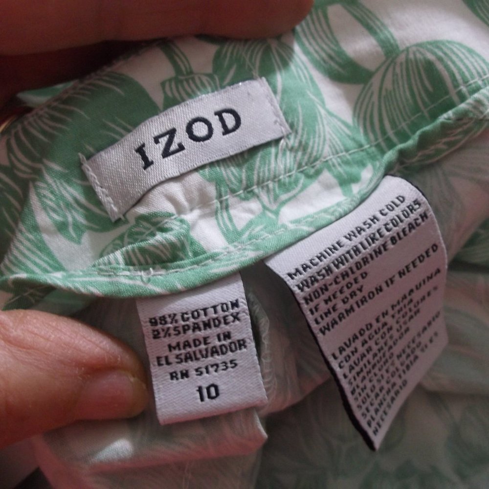 NWT Izod Green Tulip Cropped Pants 10 Stretch Summer - Picture 5 of 5